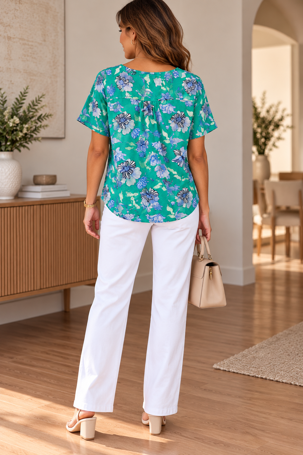 Blouse fleurie verte Garcia femme – Taille M