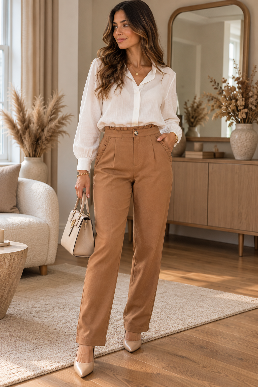 Pantalon camel Kilky femme – Taille S