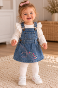 Robe salopette en jean bébé fille brodée – Prémaman