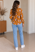 Blouse fleurie Daphnea Femme taille M - camel
